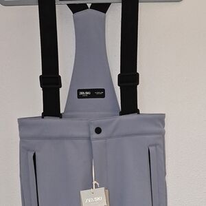 Zara Ski Bibs Kids Gray Ski Pants with Suspenders